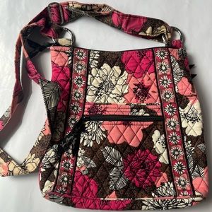 Vera Bradley Mocha Rouge Crossbody/Shoulder Purse Adjustable Straps